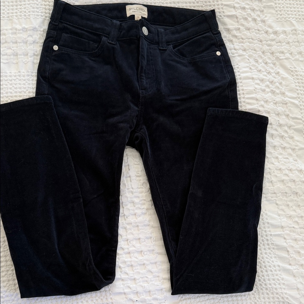 Pilcro Women's Dark Blue high rise Skinny Jeans size 26 corduroy